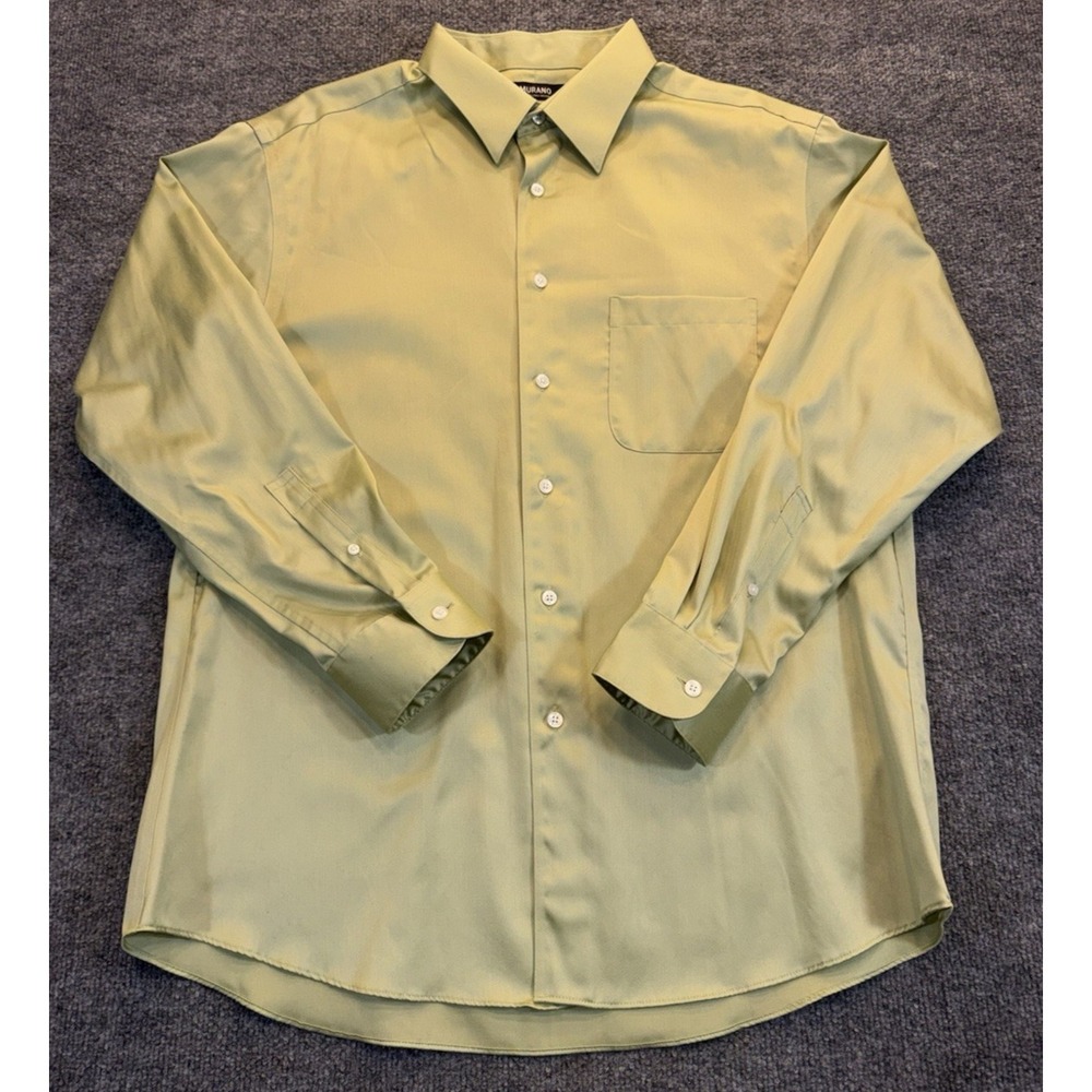 Murano Liquid Cotton Green Dress Shirt Men's Size XXL 16.5 33 Long Sleeve